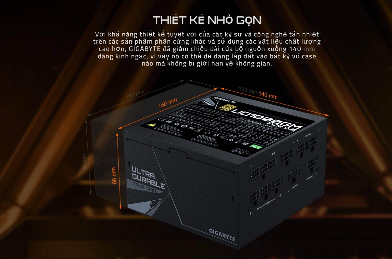 Nguồn Gigabyte Gigabyte GP-UD1000GM PG5 1000W (80 Plus Gold/Full Modular/Màu Đen)