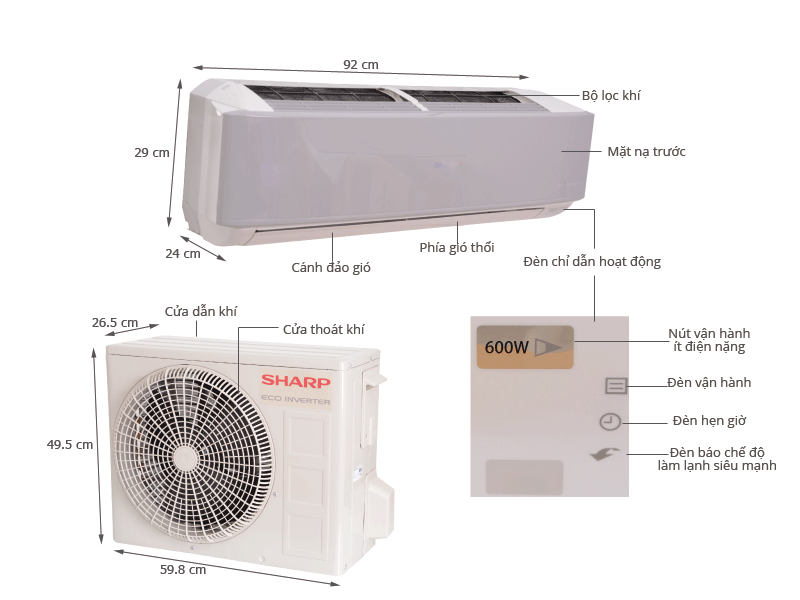 Máy lạnh Sharp Inverter 1 HP AH-X9NEWS