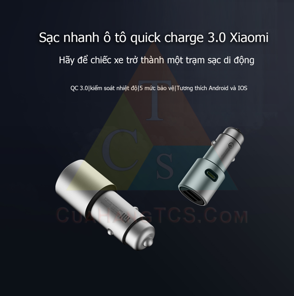 Sạc nhanh ô tô Xiaomi Quick charge 3.0