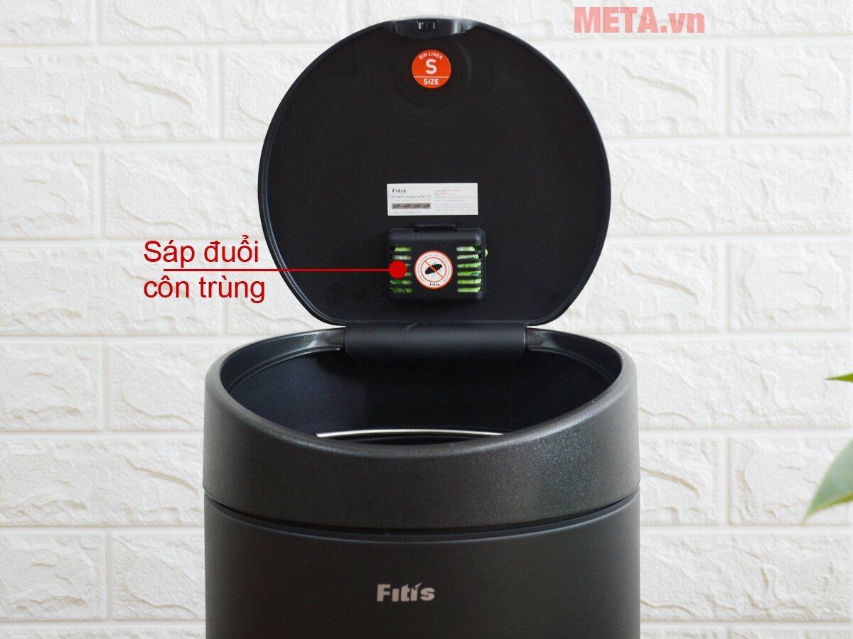 Thùng rác Inox nhấn tròn nhỏ Fitis RTS1-903 12 lít