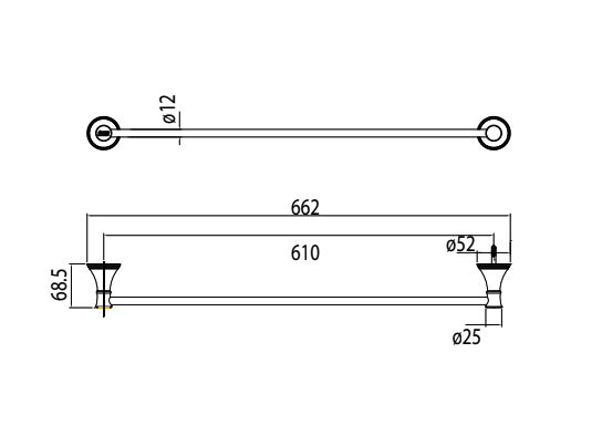 Bản vẽ kỹ thuật thanh treo khăn American Standard Heritage WF-0293