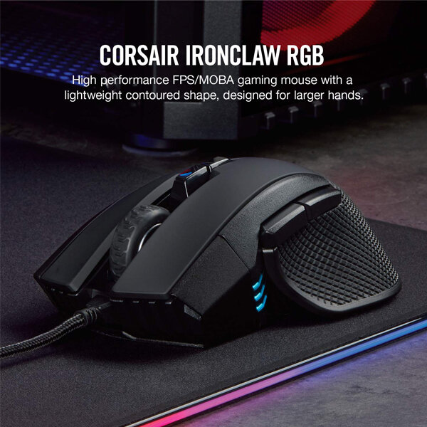 Chuột Corsair IRONCLAW RGB WIRELESS Gaming (CH-9317011-NA) (Bluetooth-Wireless)
