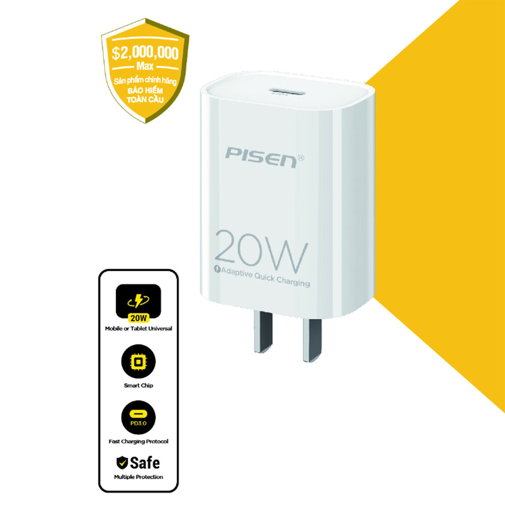 Củ sạc PISEN QUICK- Mr White USB-C 20W TS-C135A