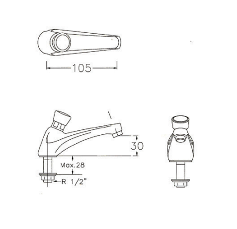 Bản vẽ kỹ thuật vòi lavabo American Standard A-2400N (Đóng chậm)