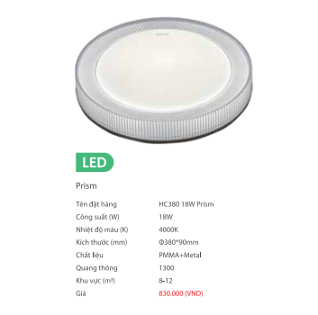 Đèn LED Ốp Trần HC380 18W Prism Opple 1 Đèn ốp trần HC380