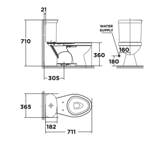 Bản vẽ kỹ thuật bồn cầu 2 khối Winston S American Standard VF-2314