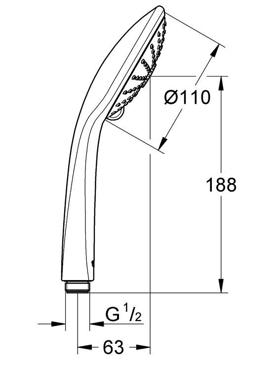 Bản vẽ kỹ thuật tay sen tắm 27221000 Grohe