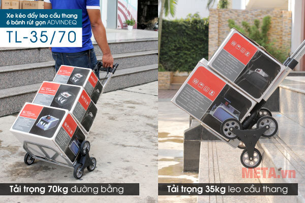 Xe kéo đẩy leo cầu thang 6 bánh rút gọn Advindeq TL-35/70