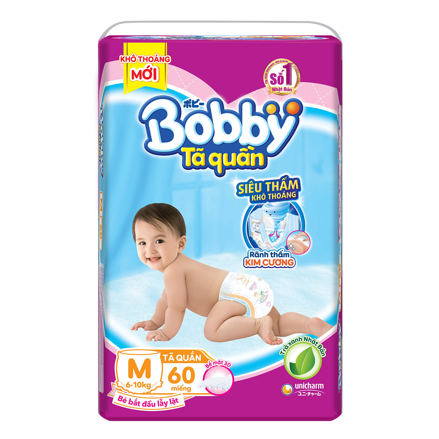  Bỉm - Tã quần Bobby size M 60 miếng (cho bé 6 - 10kg)