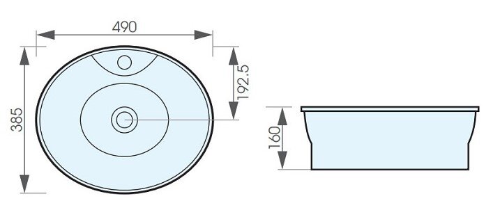 Bản vẽ kỹ thuật chậu rửa lavabo đặt bàn ATMOR AT4065