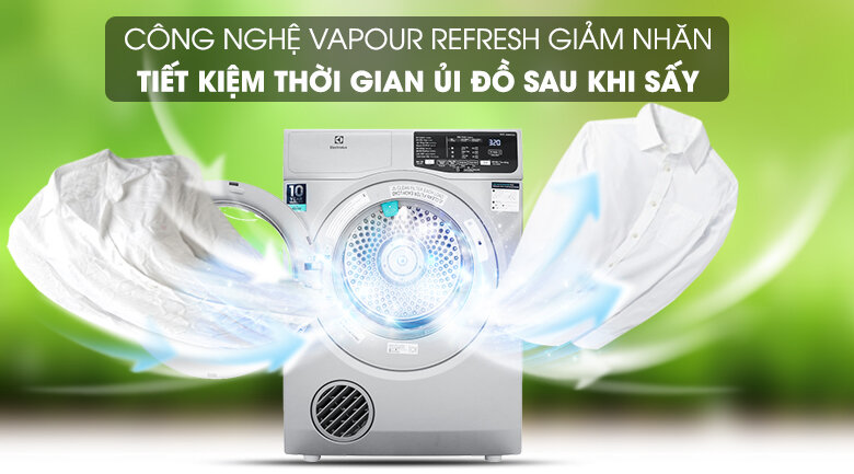 Công nghệ Vapour Refresh - Máy sấy Electrolux 8 kg EDS805KQSA