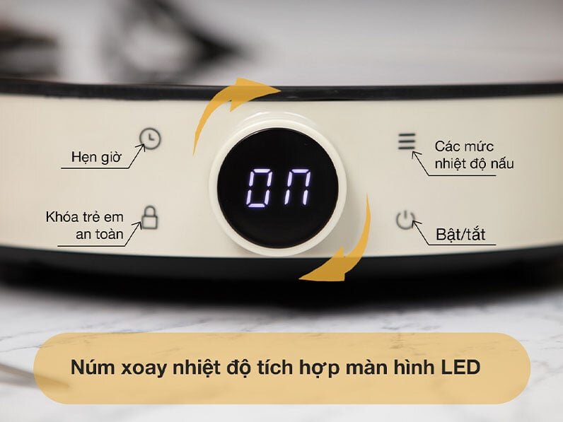 Bếp từ Lumias LK24-220B trang bị các nút cảm ứng cùng núm vặn xoay