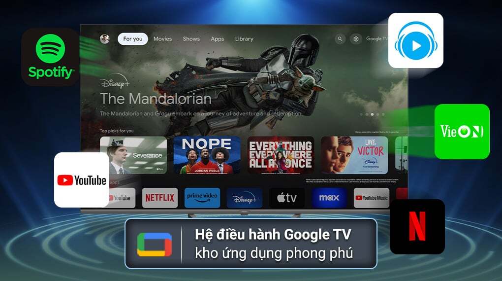 Hệ điều hành Google TV – Trải nghiệm thông minh Google Tivi QLED Aqua AQT65S80EUX