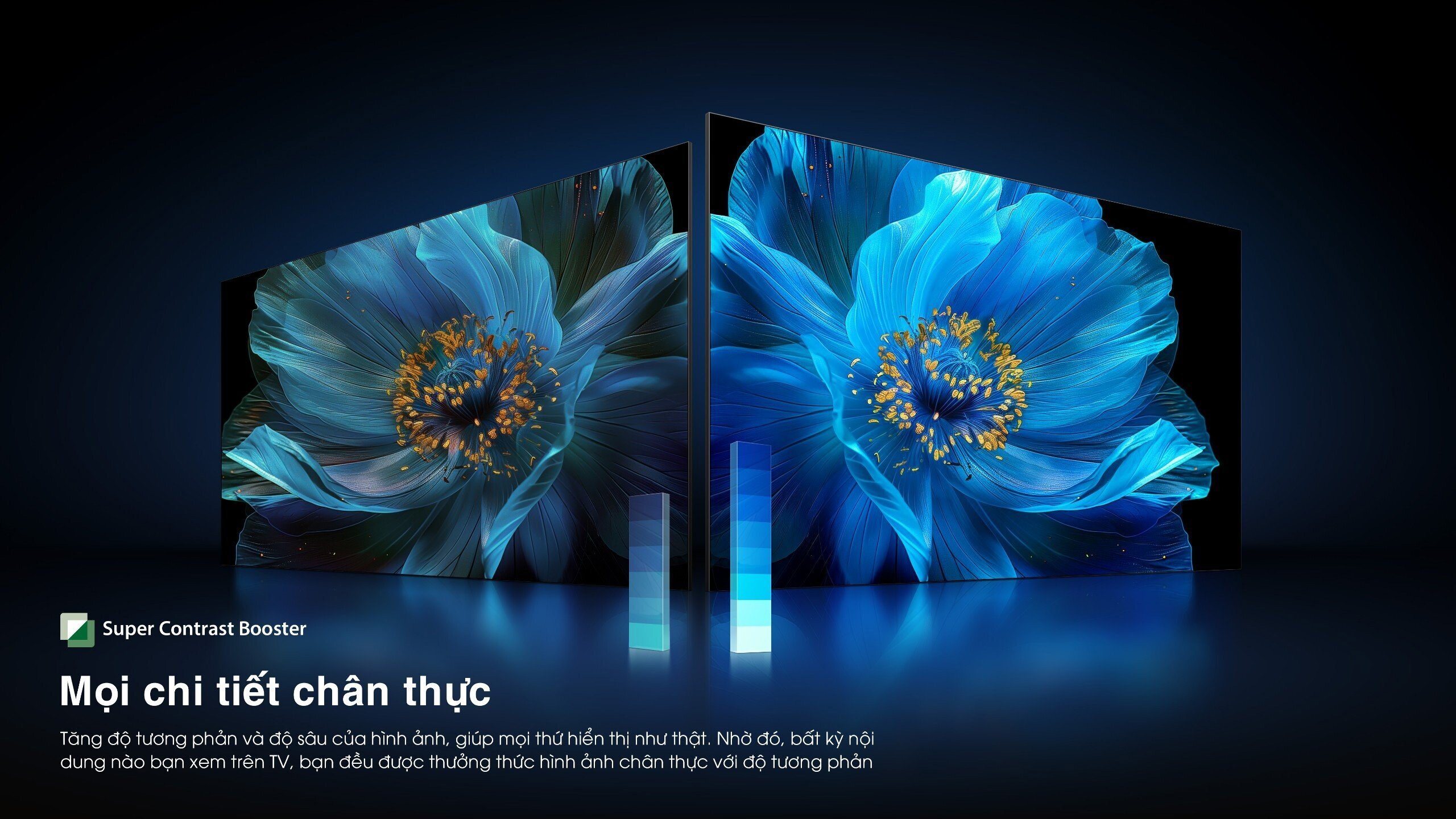 Tivi sử dụng công nghệ Super Contrst Booster giúp hình ảnh sống động như thật Tivi Toshiba 4K 55 inch 55M450NP