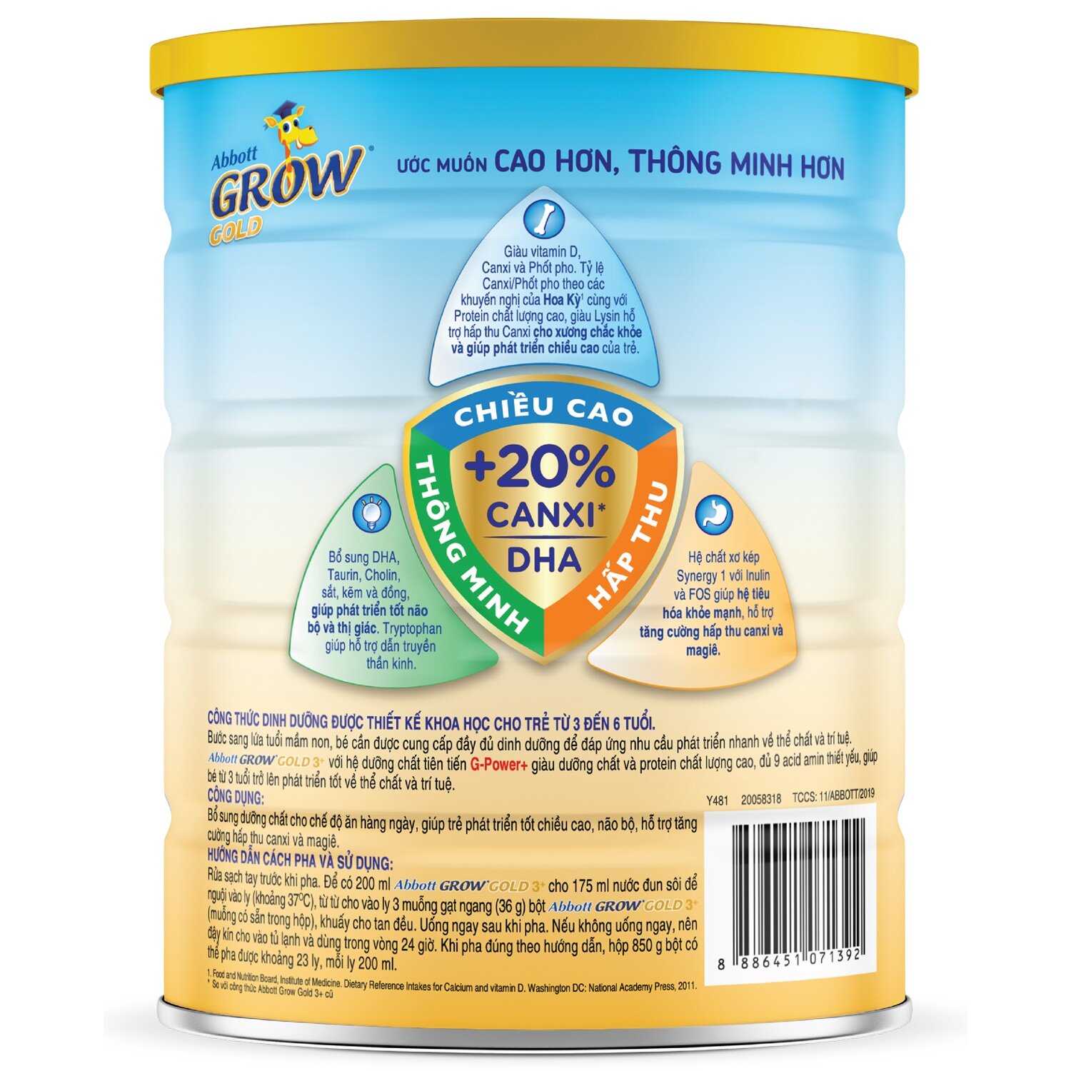 Sữa Abbott Grow 3+ hương vani cho bé 3-6 tuổi