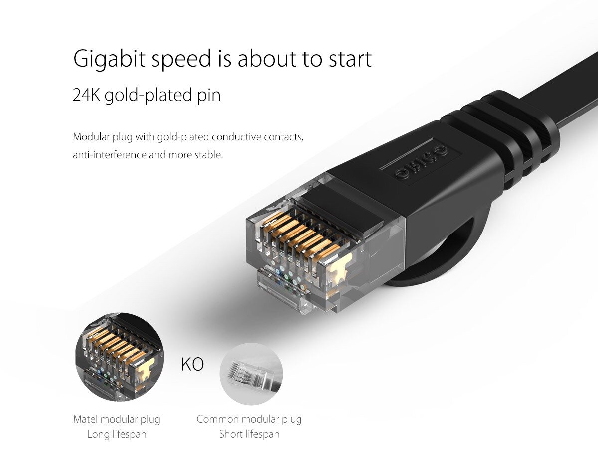 Cáp mạng CAT6 dẹt 10m ORICO PUG-C6B-100-BK ảnh 4