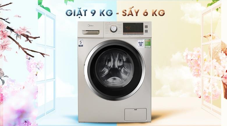 Máy giặt 9 kg Midea MFC90-D1401 Sấy 6kg Giặt nước nóng