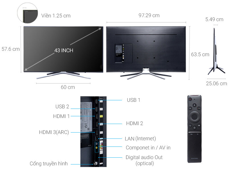 Thông số kỹ thuật Smart Tivi Samsung 43 inch UA43M5500