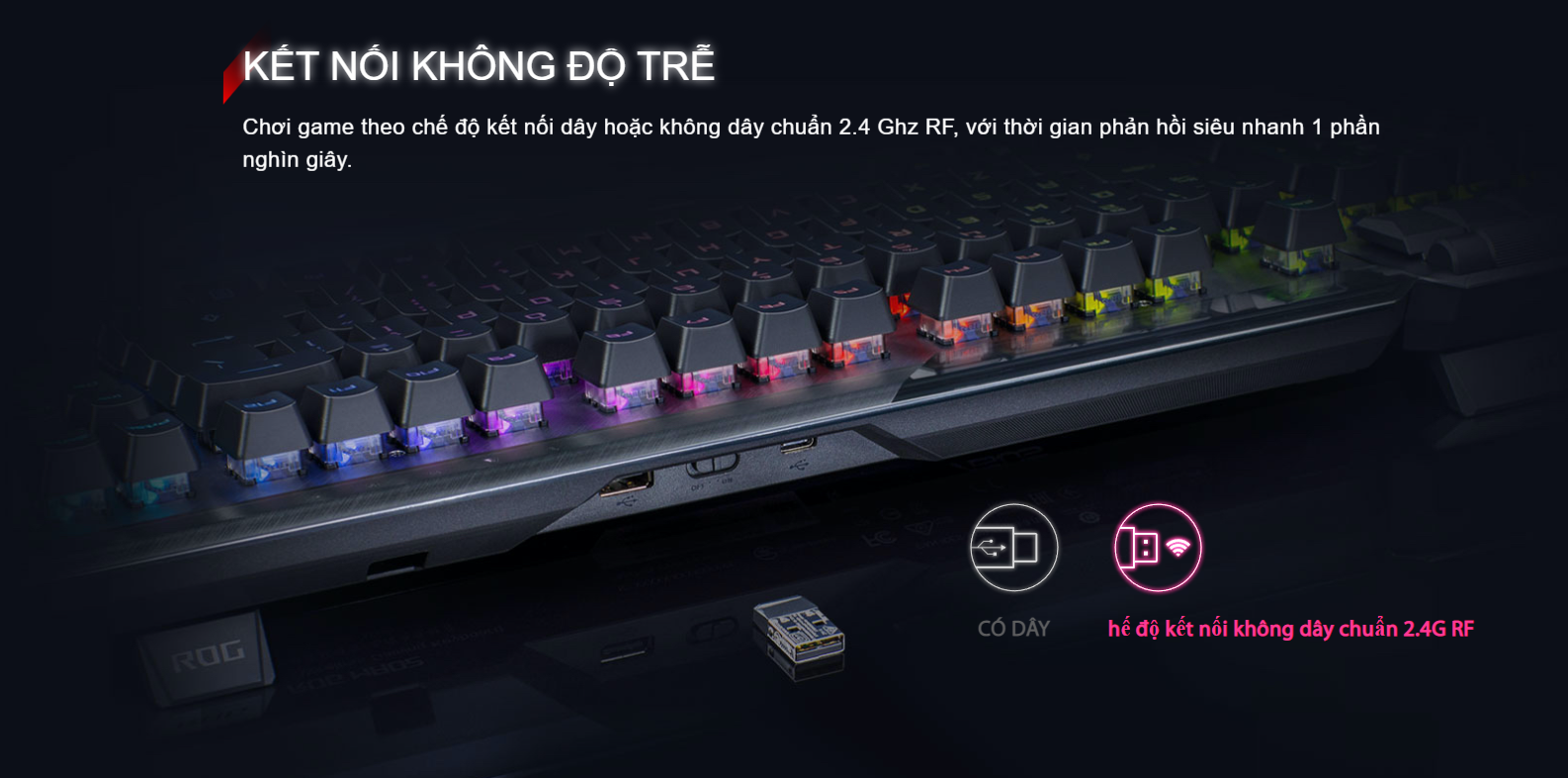 Bàn phím cơ không dây Asus ROG Claymore II (RGB RX optical Blue sw) 3