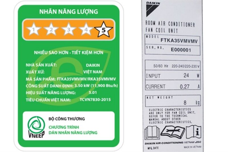 Điều Hòa Daikin Inverter 12000 BTU 1 Chiều FTKA35VMVMV tiết kiệm điện 