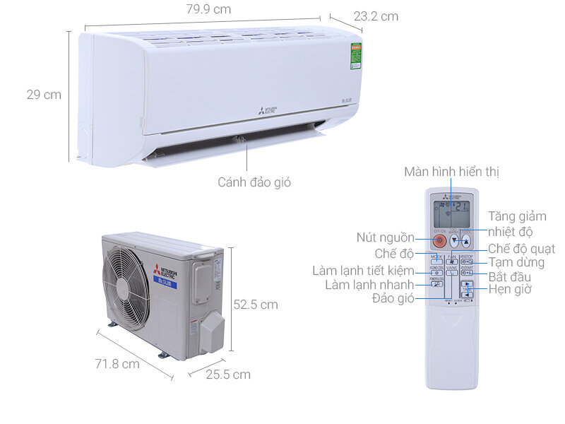 Máy lạnh Mitsubishi 1.0 HP Electric MS-HM25VA Máy lạnh Mitsubishi 1.0 HP Electric MS-HM25VA