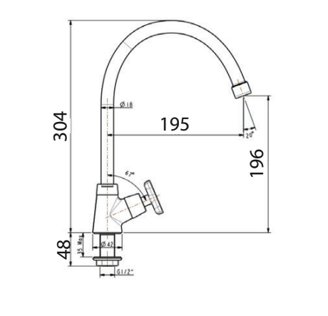 Bản vẽ kỹ thuật vòi bếp Winston American Standard WF-T706