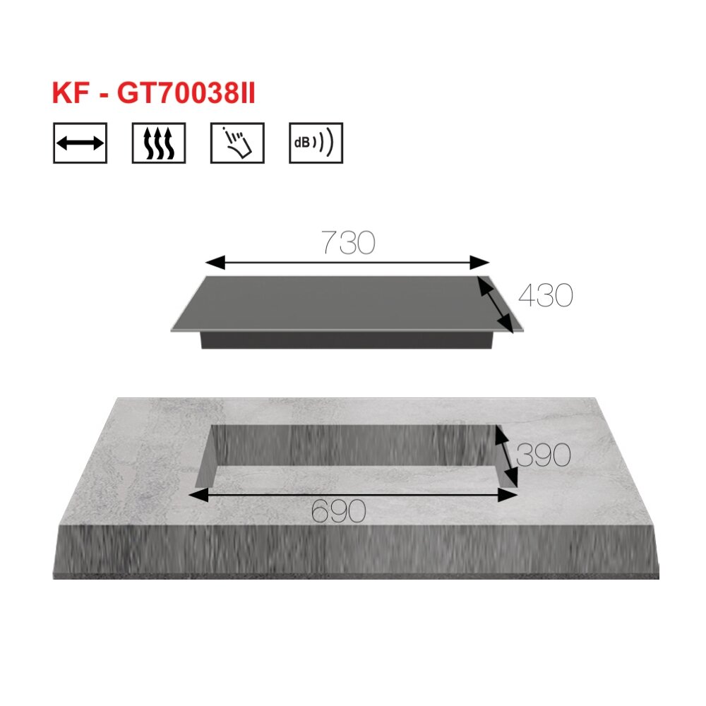 Bản vẽ kỹ thuật bếp điện từ đôi KAFF KF - GT70038II