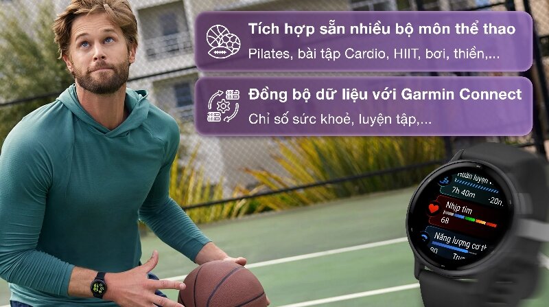 Đồng hồ thông minh Garmin Vivoactive 5 42.2mm theo dõi tập luyện