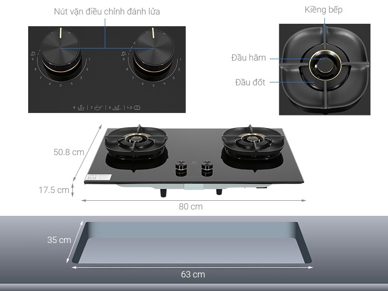 bếp gas âm 2 vùng nấu Electrolux EHG8251BC được trang bị hệ thống đánh lửa IC hiện đại