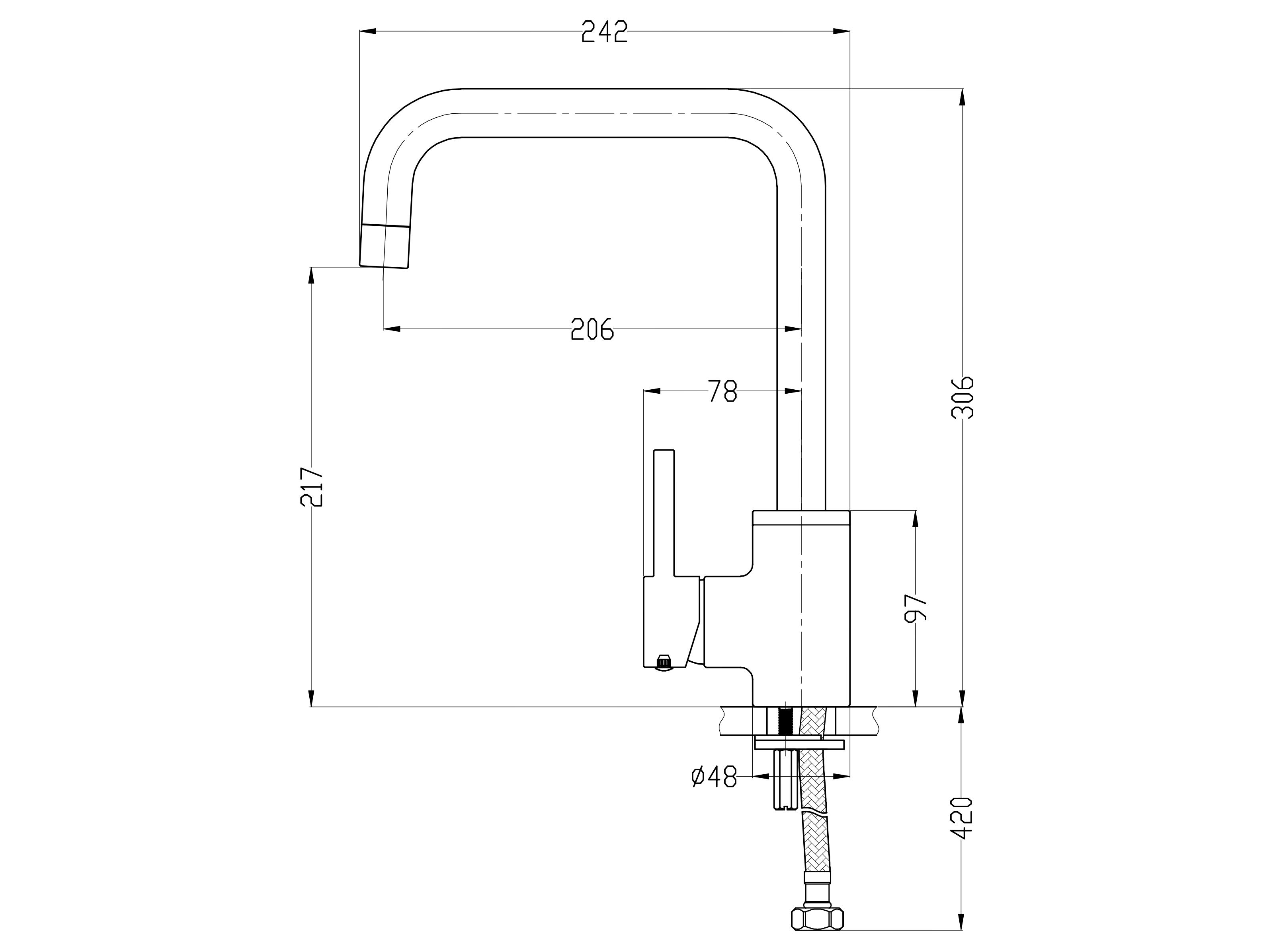 Kích thước của vòi rửa bát Caesar K685C