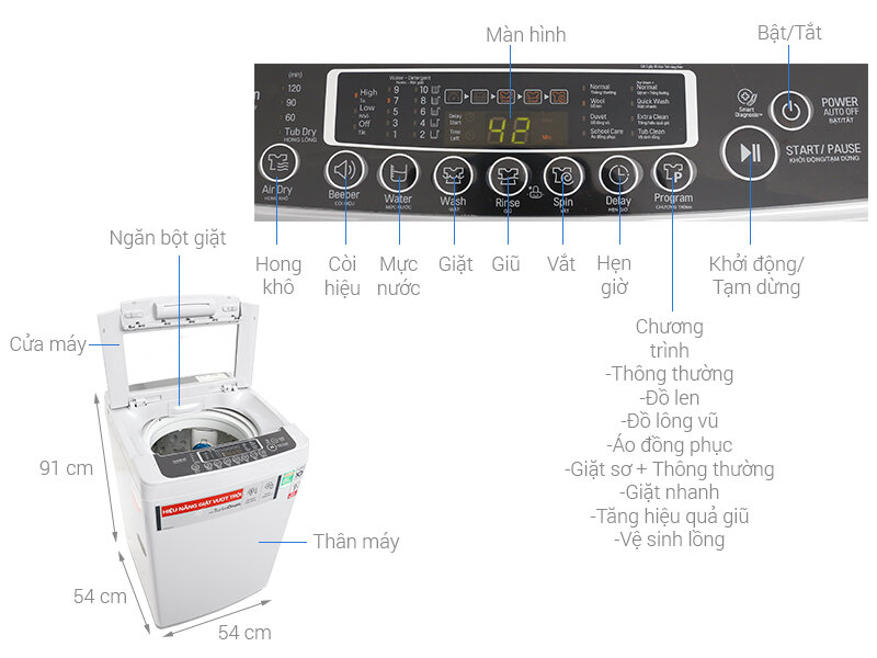 Máy giặt LG Inverter 8 kg T2108VSPM Máy giặt LG Inverter 8 kg T2108VSPM