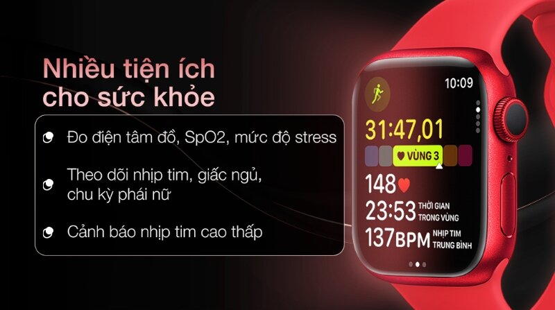 Đồng hồ thông minh Apple Watch S9 41mm theo dõi sức khỏe
