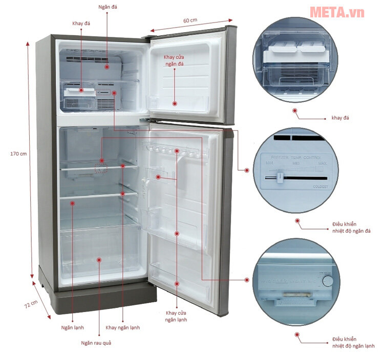 Tủ lạnh Sharp SJ-210E-SL 196L