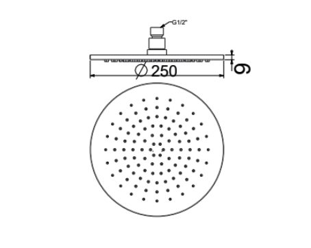 Bản vẽ kỹ thuật đầu sen tắm phun mưa American Standard 250mm FFASS036