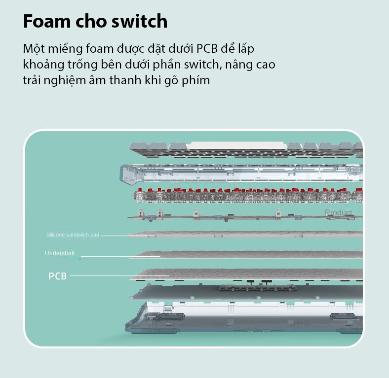 Bàn phím cơ Không dây FL-Esport Q75 Blue Haze 3 Mode Coolmint sw (Kailh Box/USBC/Bluetooth/RGB) 6
