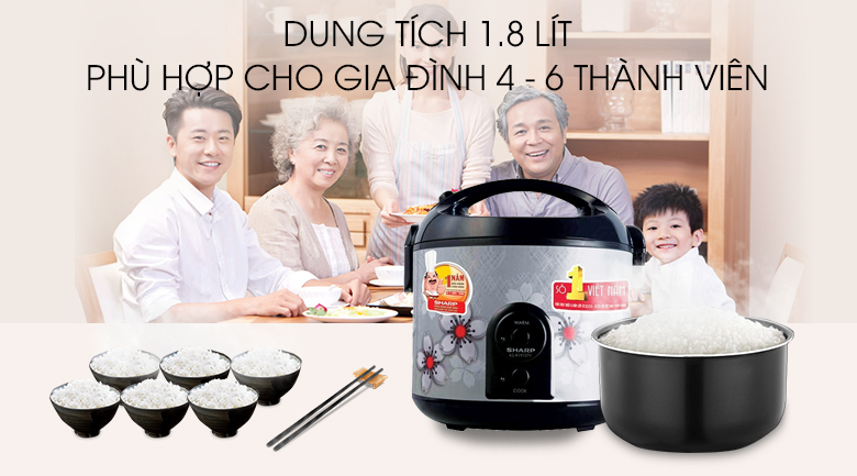 Nồi cơm điện Sharp 1.8 lít KS-NR191STV Nồi cơm điện Sharp 1.8 lít KS-NR191STV