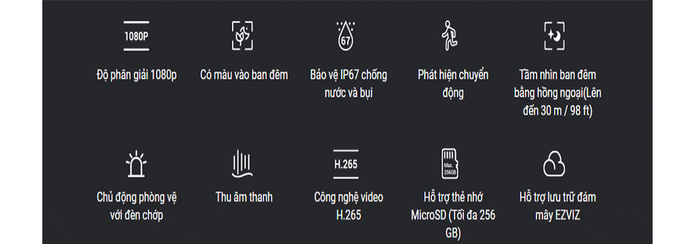 Camera ngoài trời IP wifi EZVIZ CS-C3TN A0-1H2WFL 2M
