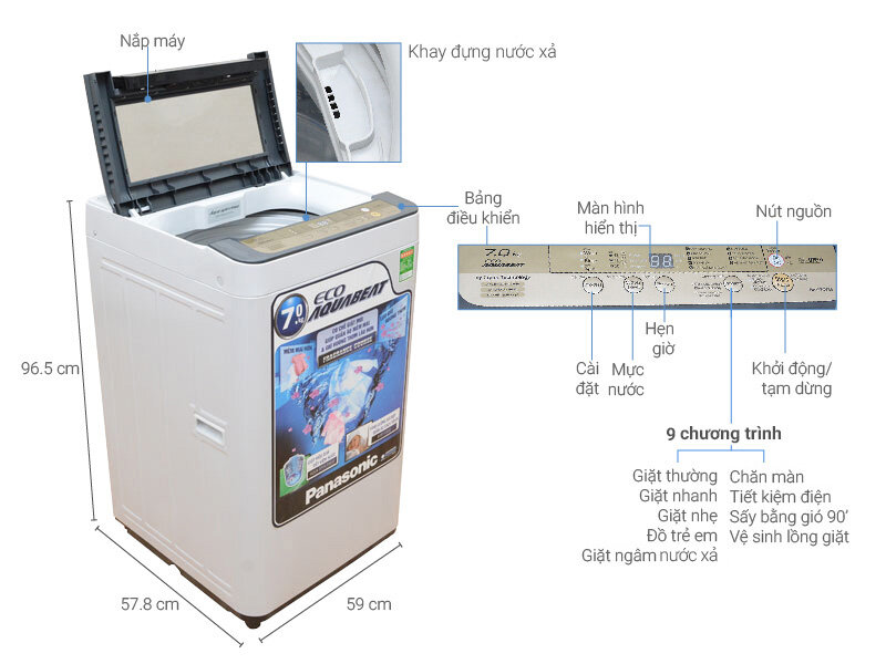 Máy giặt Panasonic NA- F70VB6MDK 7.0 kg Máy giặt Panasonic NA- F70VB6MDK 7.0 kg