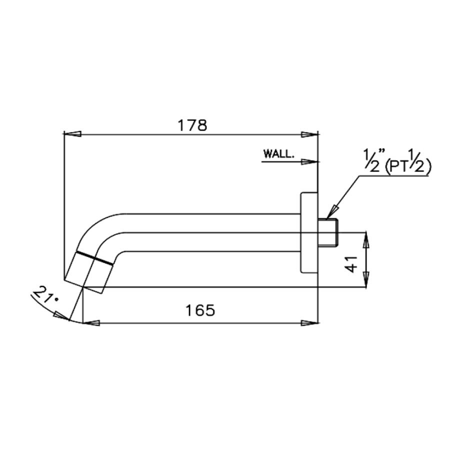 Bản vẽ kỹ thuật vòi xả bồn gắn tường COTTO CT609
