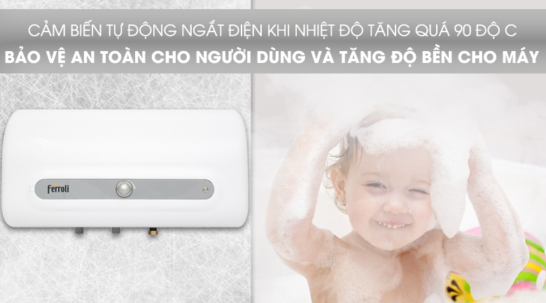 Bình nóng lạnh gián tiếp Ferroli QQ ME - 15 lít 6 Cảm biến TBST chống giật, chống bỏng
