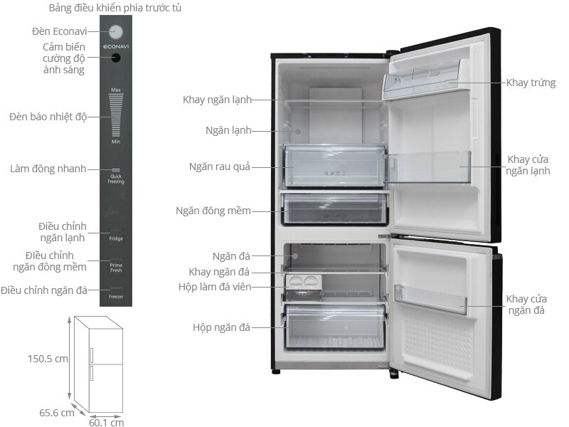 Tủ lạnh Panasonic 255 lít NR-BV288GKVN Tủ lạnh Panasonic 255 lít NR-BV288GKVN