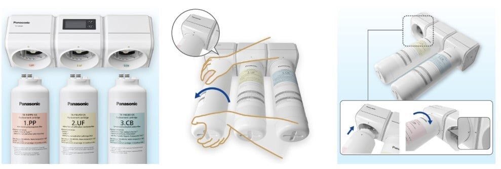 Máy lọc nước UF Panasonic TK-CB430-ZEX thiết kế cút nối nhanh thay thế dễ dàng