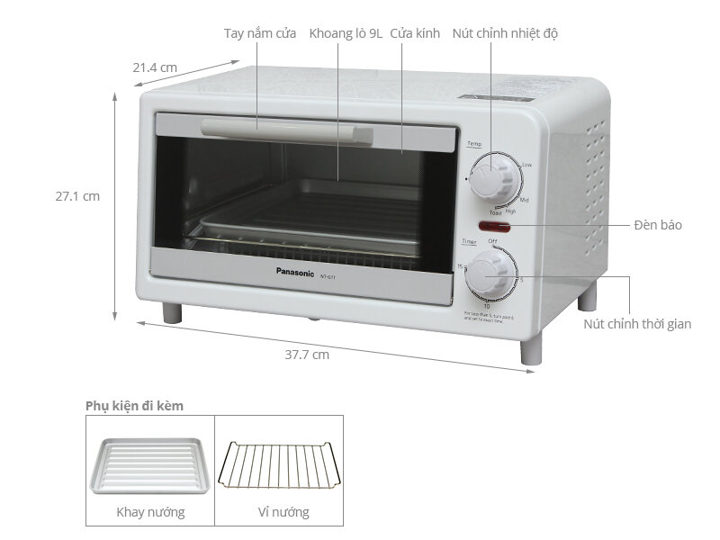 Lò nướng Panasonic NT-GT1WRA 9 lít Lò nướng Panasonic NT-GT1WRA 9 lít