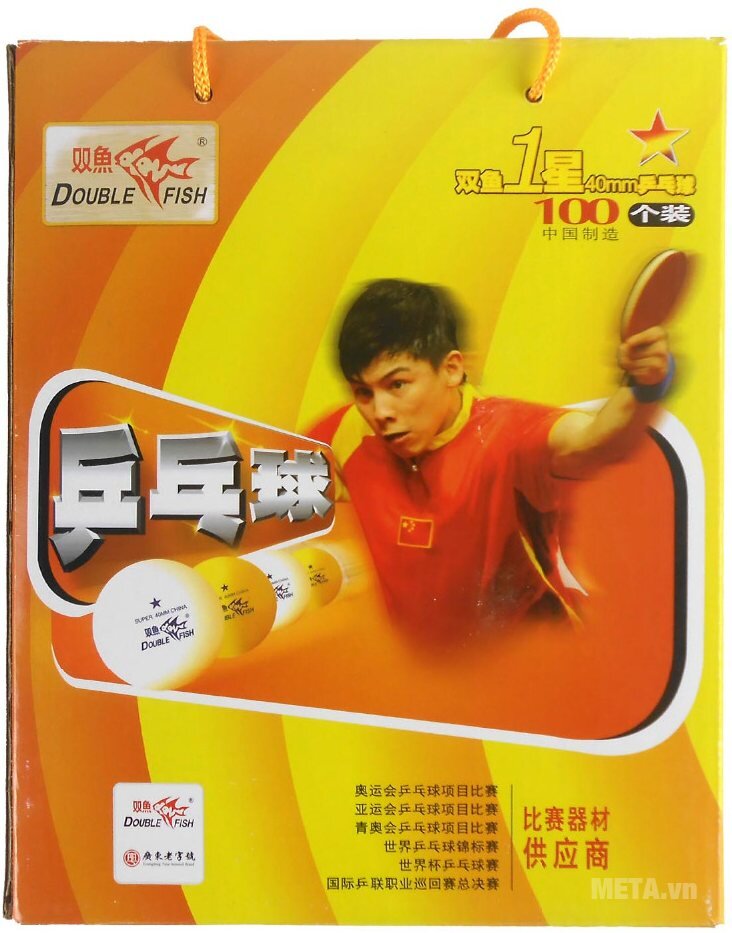 Quả bóng bàn Double Fish 40mm 1 sao (100 quả/hộp) Quả bóng bàn Double Fish 40mm 1 sao (100 quả/hộp)