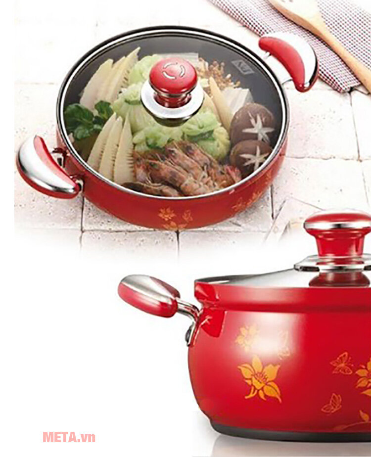 Bộ 5 nồi nhôm PoongNyun FAPV (10 món - màu đỏ)