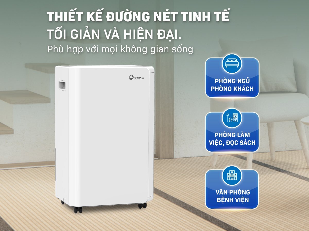 máy hút ẩm dân dụng Fujihaia DH18CR có thiết kế hiện đại
