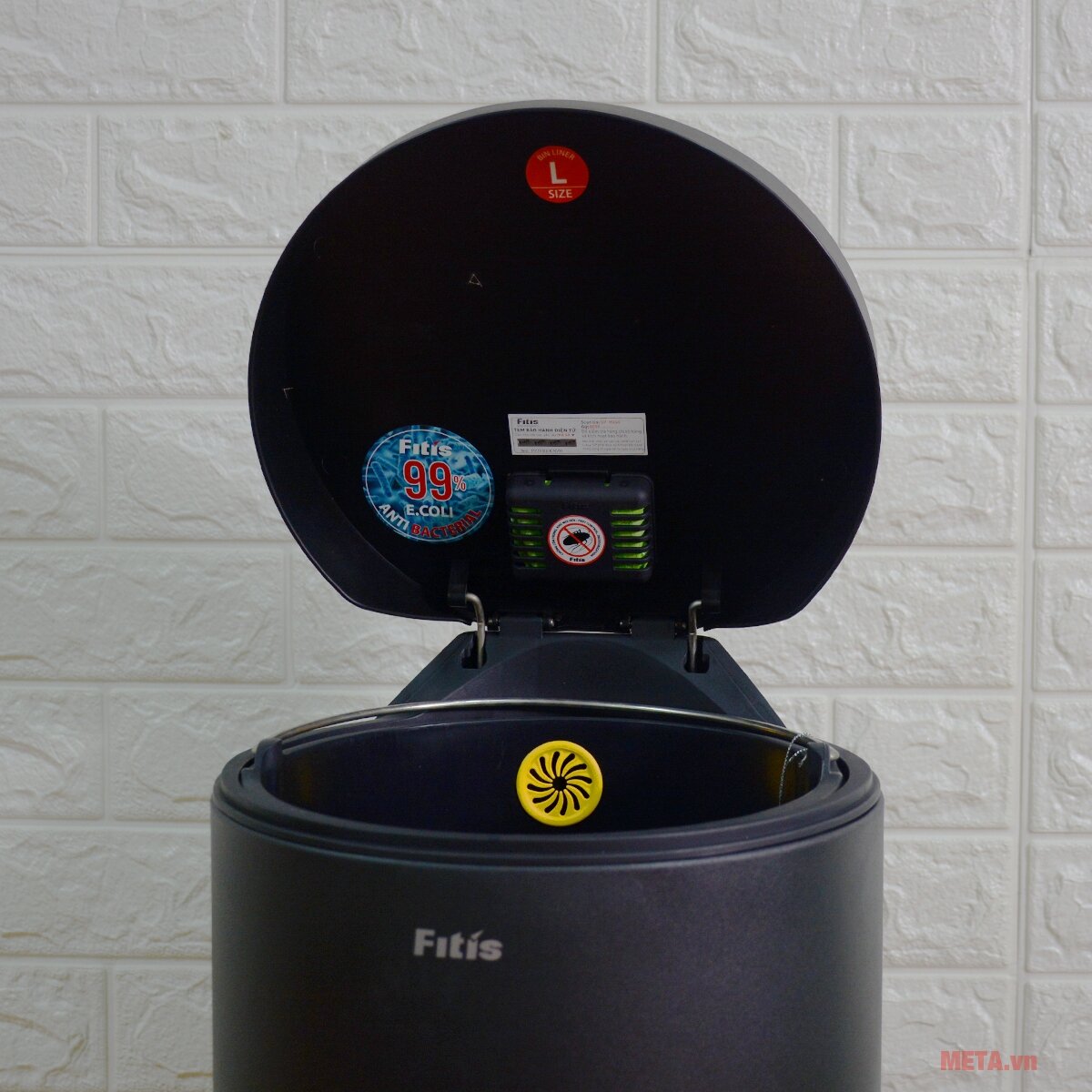 Thùng rác đạp tròn lớn Fitis RPL1-903 - 15L (đen)