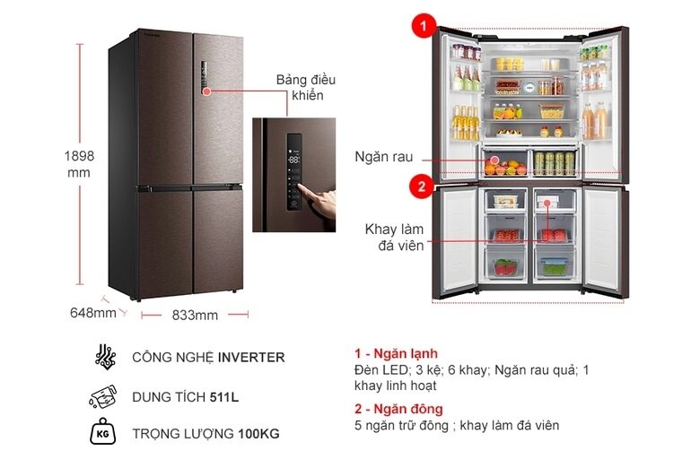 Tủ lạnh Toshiba Inverter 511 lít GR-RF610WE-PMV(37)-SG