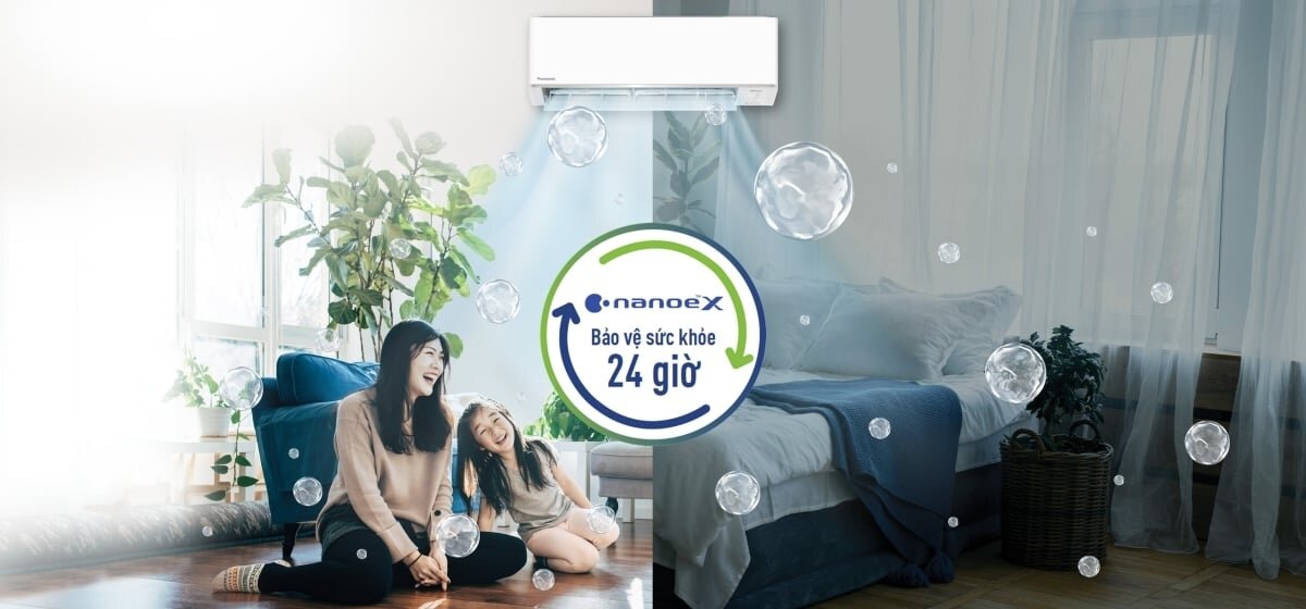 Điều hòa Panasonic CU/CS-RU18AKH-8B sẽ bảo không gian sống của người dùng suốt 24 nhờ công nghệ diệt khuẩn, khử mùi mạnh mẽ nanoe-X