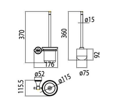 Bản vẽ kỹ thuật cọ vệ sinh American Standard Heritage WF-0286